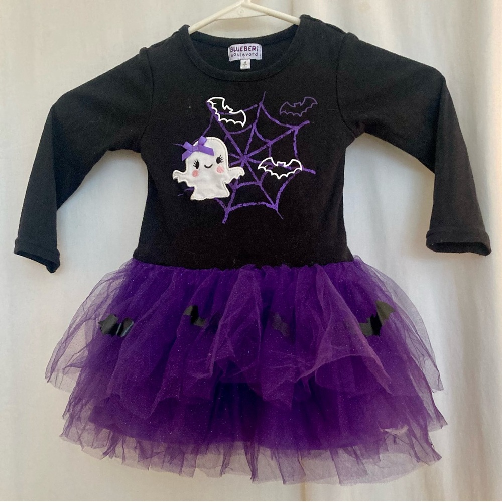 Blueberi Boulevard Girls Purple and Black Halloween Ghost Costume Dress Size 4